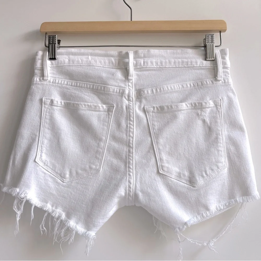 Frame Denim Le Cutoff Tulip Frayed Hem Jean Short Distressed White Blank Rookley
